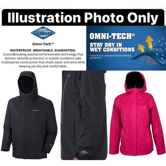 NEW COLUMBIA Timber Pointe Jacket Rain Omni-Tech w/ Hood Waterproof Medium NWOT - Picture 11 of 16